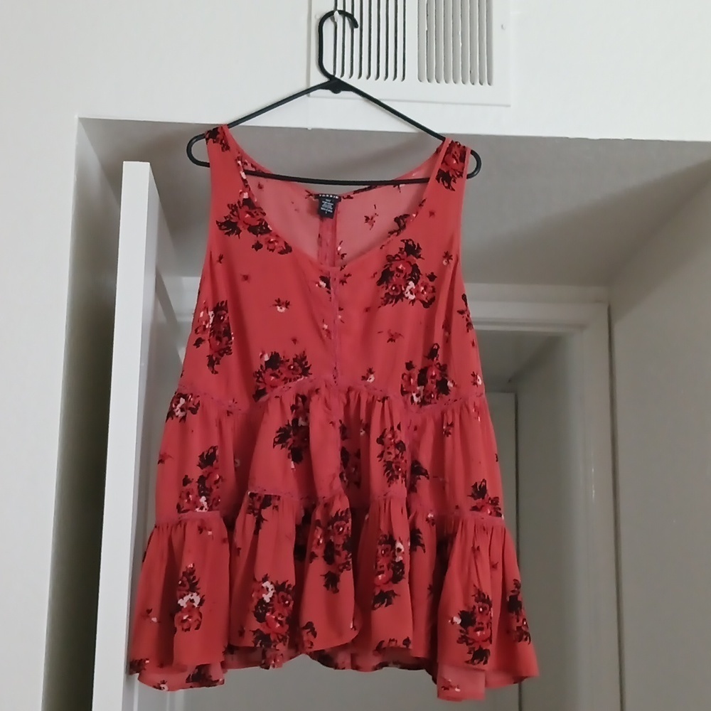 Torrid Floral Print Challis Lace Inset Tank Top. Size 1 - Picture 9 of 12
